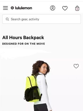lululemon athletica Neon Yellow and Black Backpack Interior